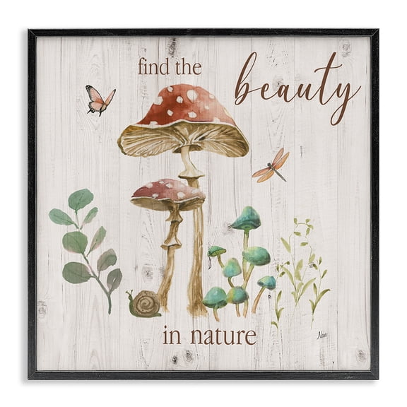 Stupell Industries Farmhouse Find Beauty In Nature Black Framed Giclee Art, 12 x 12, by Nan