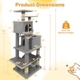 thumbnail image 3 of Gymax 57'' Cat Tree for Indoor Cats w/ Dual Condos Hammock Sisal Scratching Posts, 3 of 10