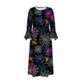 thumbnail image 5 of WXLWZYWL Halloween Costumes Woman 2024 Flared Sleeve V-Neck Dress Holiday Clothes Print Long Skirt Vampire Dresses for Women, 5 of 5