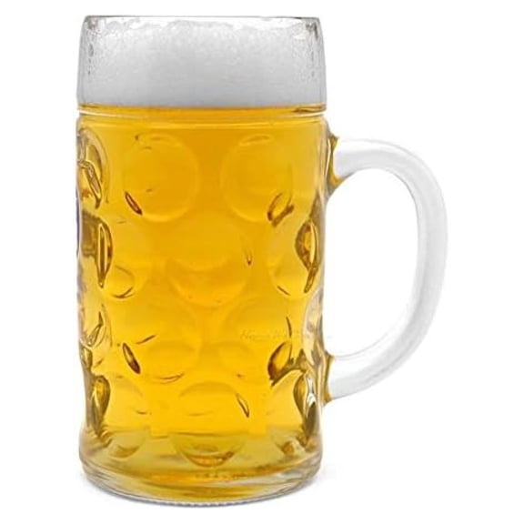 Oktoberfest Large 44 Oz Dimpled Glass Jumbo Beer Mug With Handle Steins, Perfect For Coffee/Tea, Everyday Drinking, Cocktail.