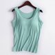 thumbnail image 3 of Camiseta deportiva sin mangas de color liso para yoga para mujer: almohadilla en el pecho, sin aros, tirantes anchos, camiseta sin mangas informal, cuello redondo, ropa de verano, 3 of 3