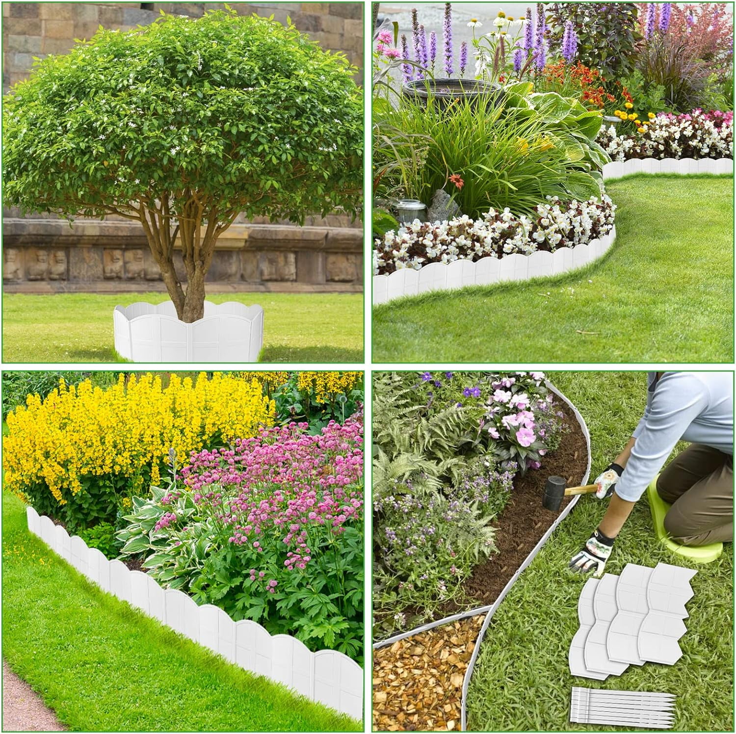 30Ft Landscape Edging Border with Stakes Kit for Garden, Lawn, Flower Bed, Yard Decorative