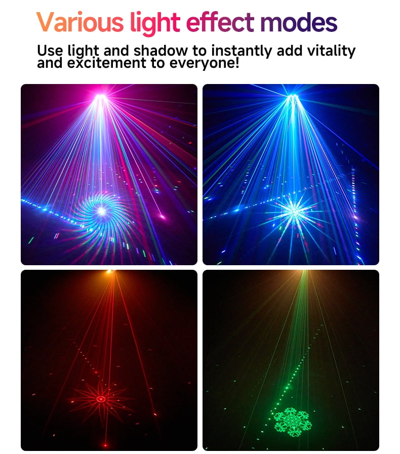 Party Lights DJ Disco Lights, 3D Effect Sound Sensing Laser Flash Stage Projector Home Show Christmas Halloween Party Birthday Decorations Club KTV Bar Karaoke Dance
