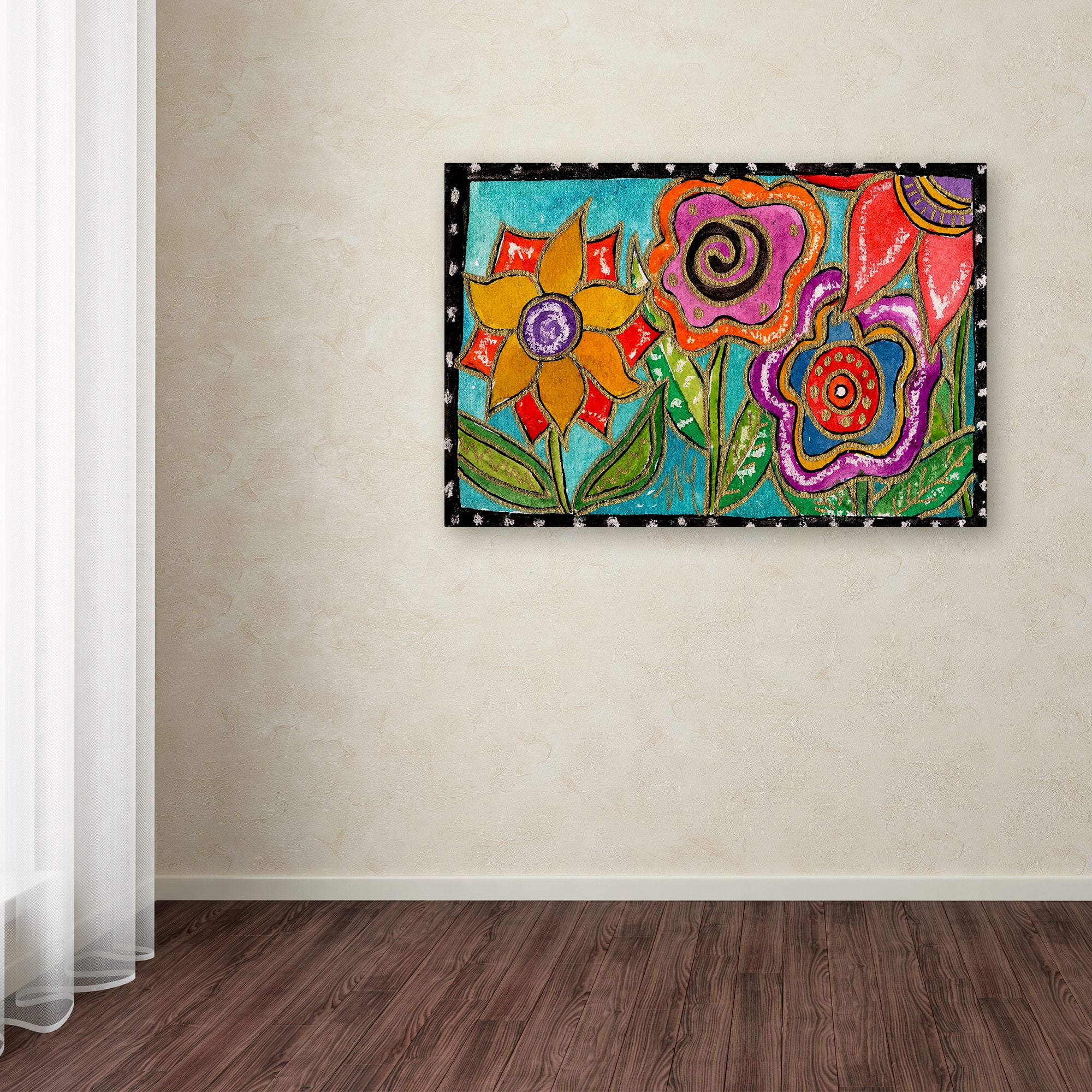 Trademark Fine Art 'Funky Flower Garden' Canvas Art by Wyanne