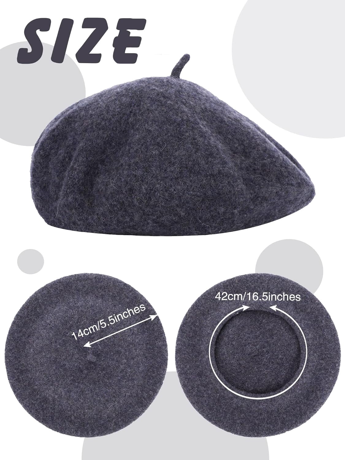 3 Pieces Beret Hat French Style Beanie Cap Solid Color  display picture 1