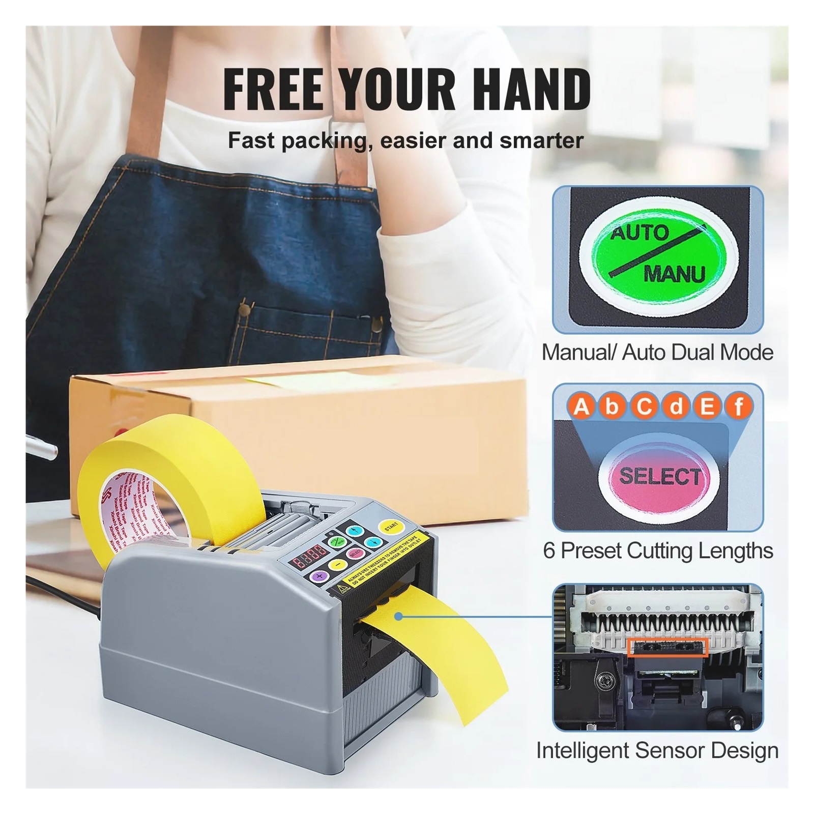 Automatic Electric Tape Dispenser, Adhesive Cutter Packaging Machine ,High Efficiency