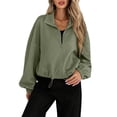thumbnail image 1 of Chaqueta de Béisbol Holgada Informal con Cuello Alto, Cremallera y Dobladillo con Cordón Ajustable para Mujer. Verde M, 1 of 9