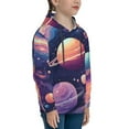 thumbnail image 3 of Fotbe Planet Pastel Galaxy Pattern Youth Pullover Hooded Sweatshirt, Boys Hoodie, Kangaroo Pocket Hoodie for Kids Girls -Small, 3 of 6