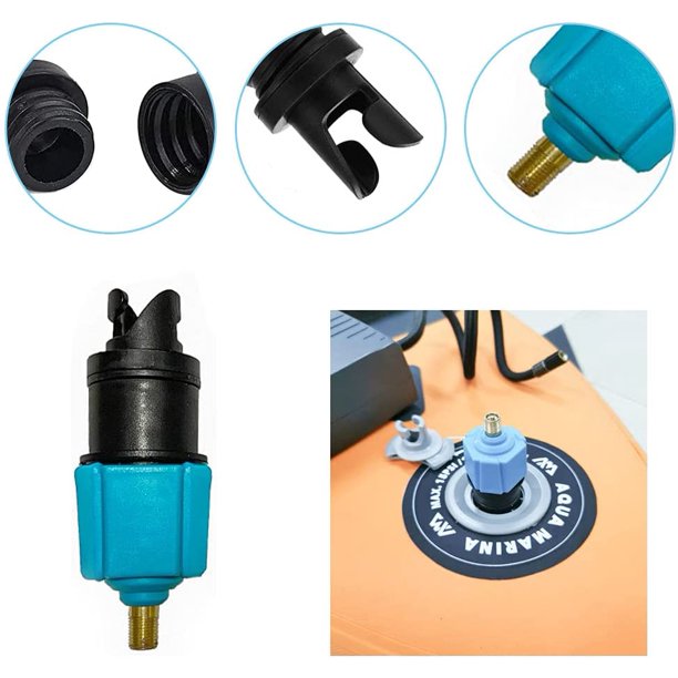 1 adaptador de bomba para tabla de remo, adaptador de bomba para kayak con 4 boquillas de válvula de aire para kayak/cama inflable/tabla de remo/barco, convertidor de válvula de aire ZefeiWu 8390612597114