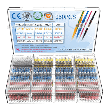 FACEGA 50Pcs Wire Connectors Waterproof Connection Welding Tools Multiple Sizes Available Heat Shrink Butt Connectors