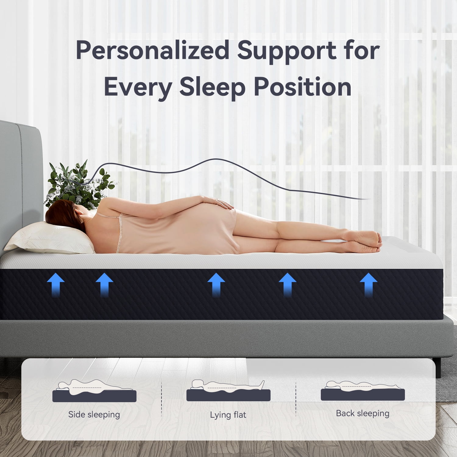 WARMKISS 8-Inch Gel Memory Foam Mattress, Queen, Pillow Top, Cooling