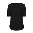 thumbnail image 5 of Women's Criss Cross V Neck Short Sleeve Tunic Summer T Shirts Tops Fashion Casual Loose Fit Tunic Tee Sexy Blouses, 5 of 7