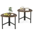 thumbnail image 1 of Gymax 2PCS Triangle Coffee Table w/Metal Legs Industrial Center Table for Living Room Rustic Brown, 1 of 10