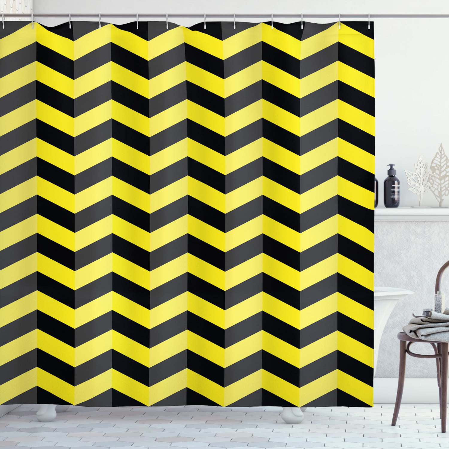 Stripe Chevron and Get Naked Shower Curtain Bathroom Waterproof Polyester Fabric 