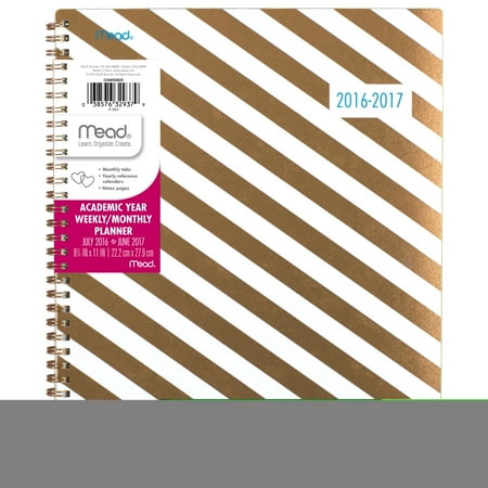 mead 2016 2017 gold stripe weekly monthly academic planner 5 5 x