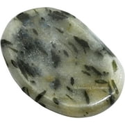 Green Tourmaline in Quartz Crystal Thumb Worry Crystal Pocket Stones