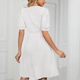 thumbnail image 7 of LEEYNEER Summer Dresses for Women 2024 Dresses Ladies Short Sleeve V-Neck Solid Color Pocket Makings Robe, 7 of 7