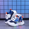 thumbnail image 4 of Toddler Boys Dinosaur Light Up Walking Shoes Fashion LED Flashing Breathable Platform Non Slip Tennis Shoes Blue, 4 of 6
