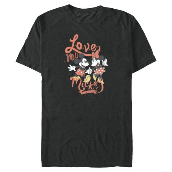 Disney Minnie Mouse Love You Mickey Forever Valentine’s Day - Short Sleeve Blended T-Shirt for Adults - Customized-Dark Heather