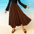 thumbnail image 5 of QATAINLAV Long Skirts for Women Drawstring Elastic High Waist A Line Skirt Summer Boho Flowy Tiered Skirt Beach Clothes Brown M, 5 of 7