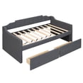 thumbnail image 4 of Churanty Twin Size Upholstered Daybed with Two Drawers, Sofa Bed Wood Bed Frame with Swooping Arms, Gray, 4 of 12