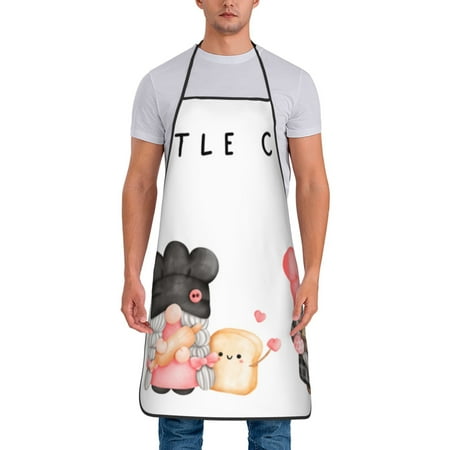 

Naloa 1Pack Adjustable Bib Apron Waterdrop Resistant Cooking Kitchen Aprons for Women Men Chef Baker Gnome Print