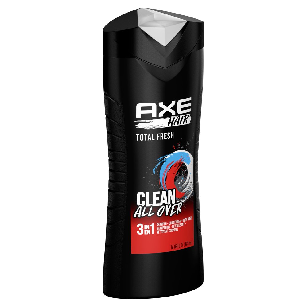 Axe Hair Total Fresh Clean All Over 3in1 Shampoo + Conditioner + Body Wash, 16 fl oz Walmart