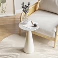 thumbnail image 3 of YEXJ Farmhouse Pedestal Small End Table Round Martini Table Wood Plant Stand Rustic Drink Table for Small Space Living Room, Bedroom, White, 3 of 10