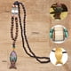 thumbnail image 1 of Collar para mujer, joyería para mujer, joyería para mujer, collar con colgante de cuentas de Mala budista nepalí, collar étnico de aleación con cuerno de pez y joyería larga., 1 of 5