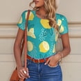 thumbnail image 4 of Goofa Lemon Blue Printed Women Rash Guard Short Sleeve,Tummy control Swimsuit Surfing Swimsuit Bathing Suit One Piece Swimsuit UPF 50-, 4 of 9