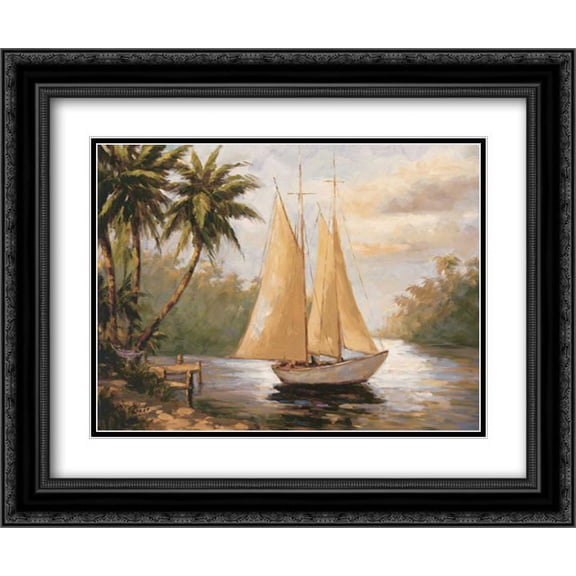 Setting Sail II 2x Matted 24x20 Black Ornate Framed Art Print by Bolo