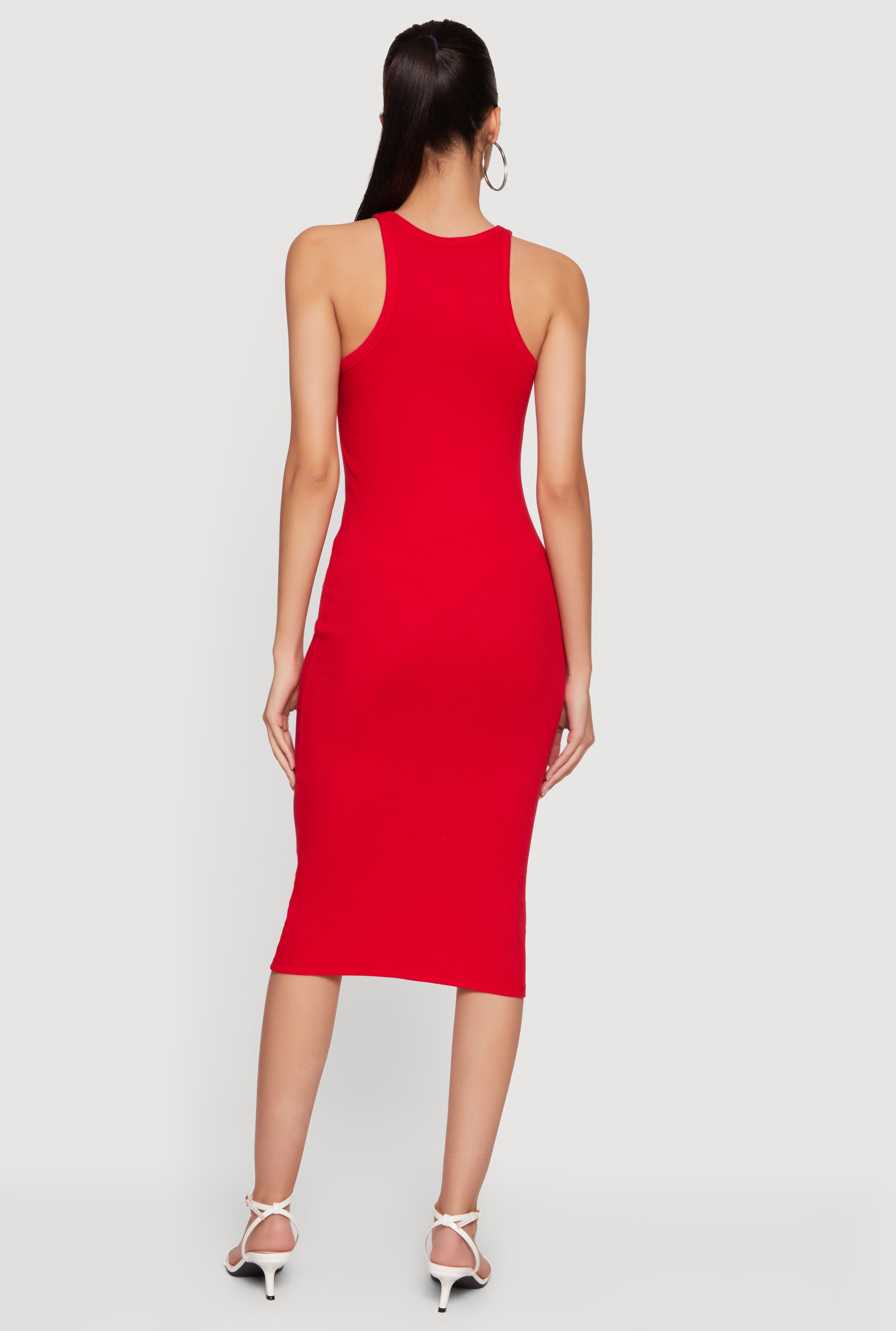Women's Rib Knit Racerback Tank Midi Dress