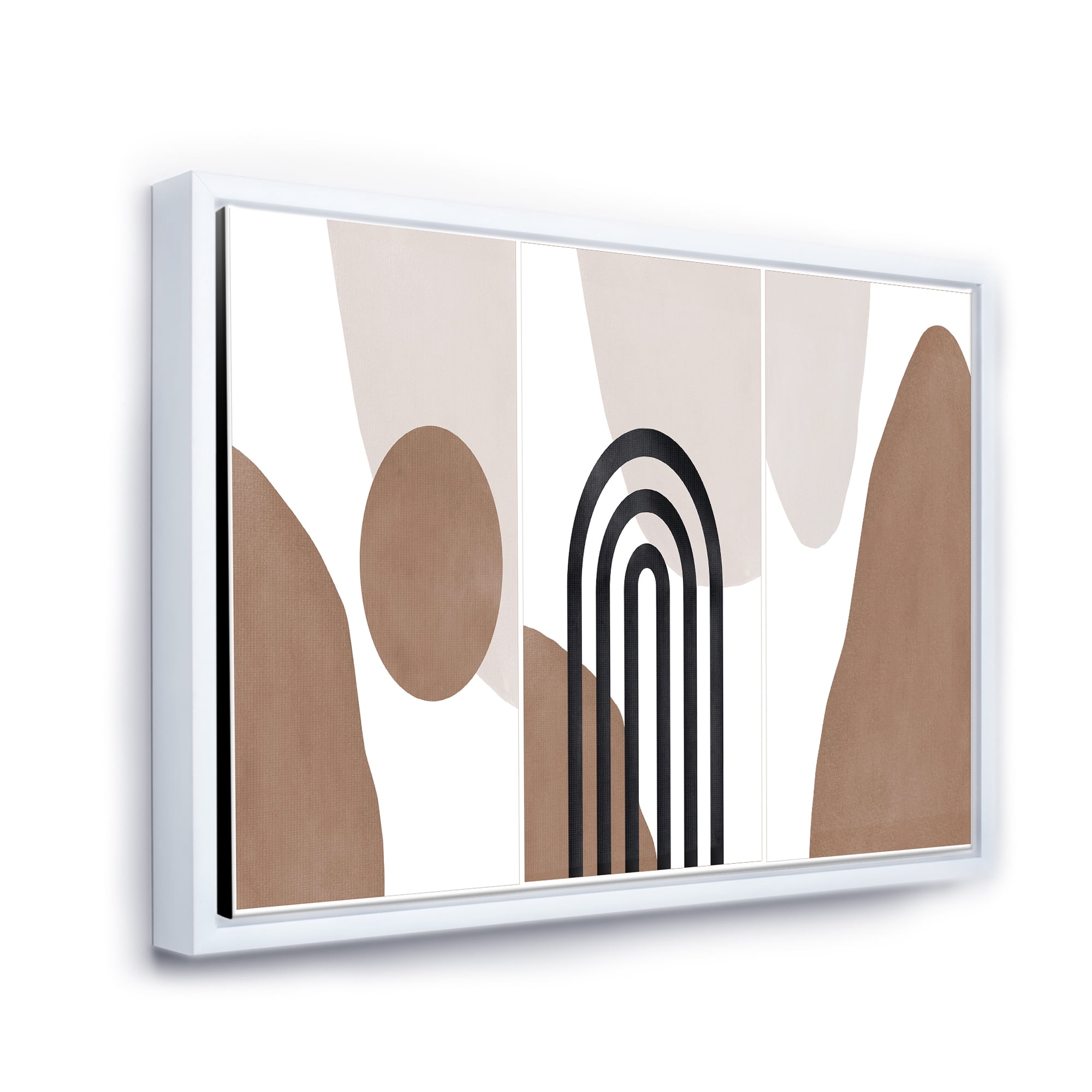 Designart 'Abstract Shapes in Ivory and Terracotta Shapes II' Modern Framed Canvas Wall Art Print