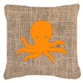 thumbnail image 1 of Octopus Burlap And Orange Indoor & Outdoor Fabric Decorative Pillow, 1 of 1