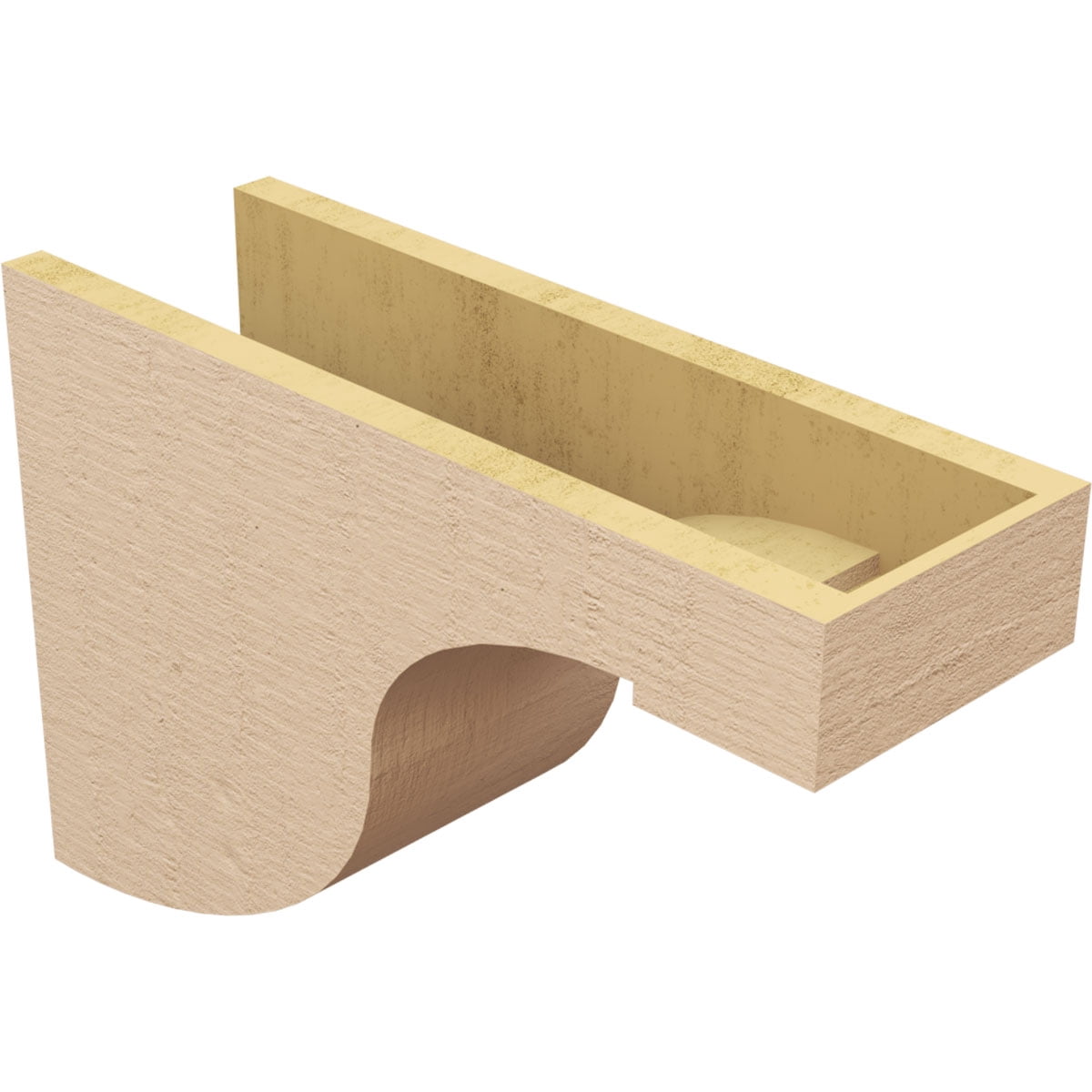 7"W x 21"D x 14"H Classic Del Monte Rough Cedar Woodgrain TimberThane Corbel, Primed Tan