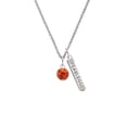 thumbnail image 2 of Delight Jewelry 10mm Orange Crystal Drop Silvertone Fearless Bar Charm Necklace, 23", 2 of 4