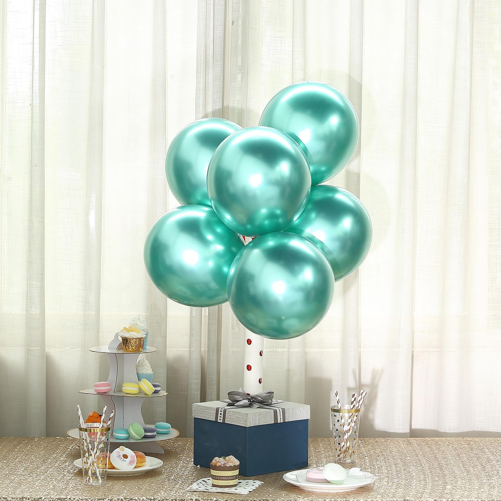 Efavormart 25PCS 12" Green Chrome Metallic Latex Helium Balloon For ...
