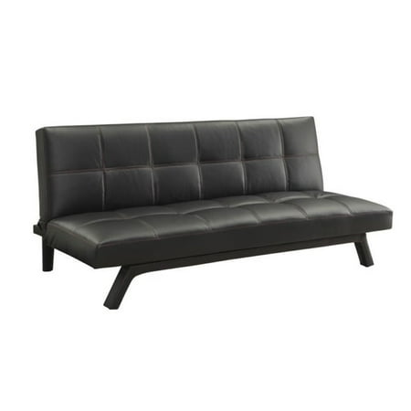 Bowery Hill Faux Leather Convertible Sofa In Black