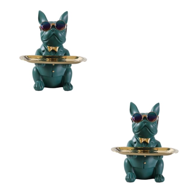 Advancent Estatua de resina para bandeja de Bulldog, exquisita para un toque de lujo en el hogar, bandeja para pendientes de joyería de dulces Type3 NO3