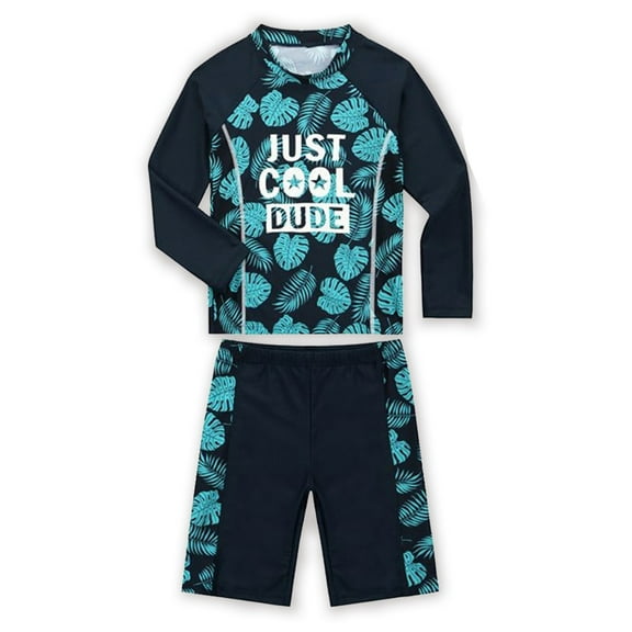 URMAGIC URMAGIC 2-10Y Child Boys Long Sleeve Rash Guard Trunks Two Pieces Hawaii Leaf Swimsuit