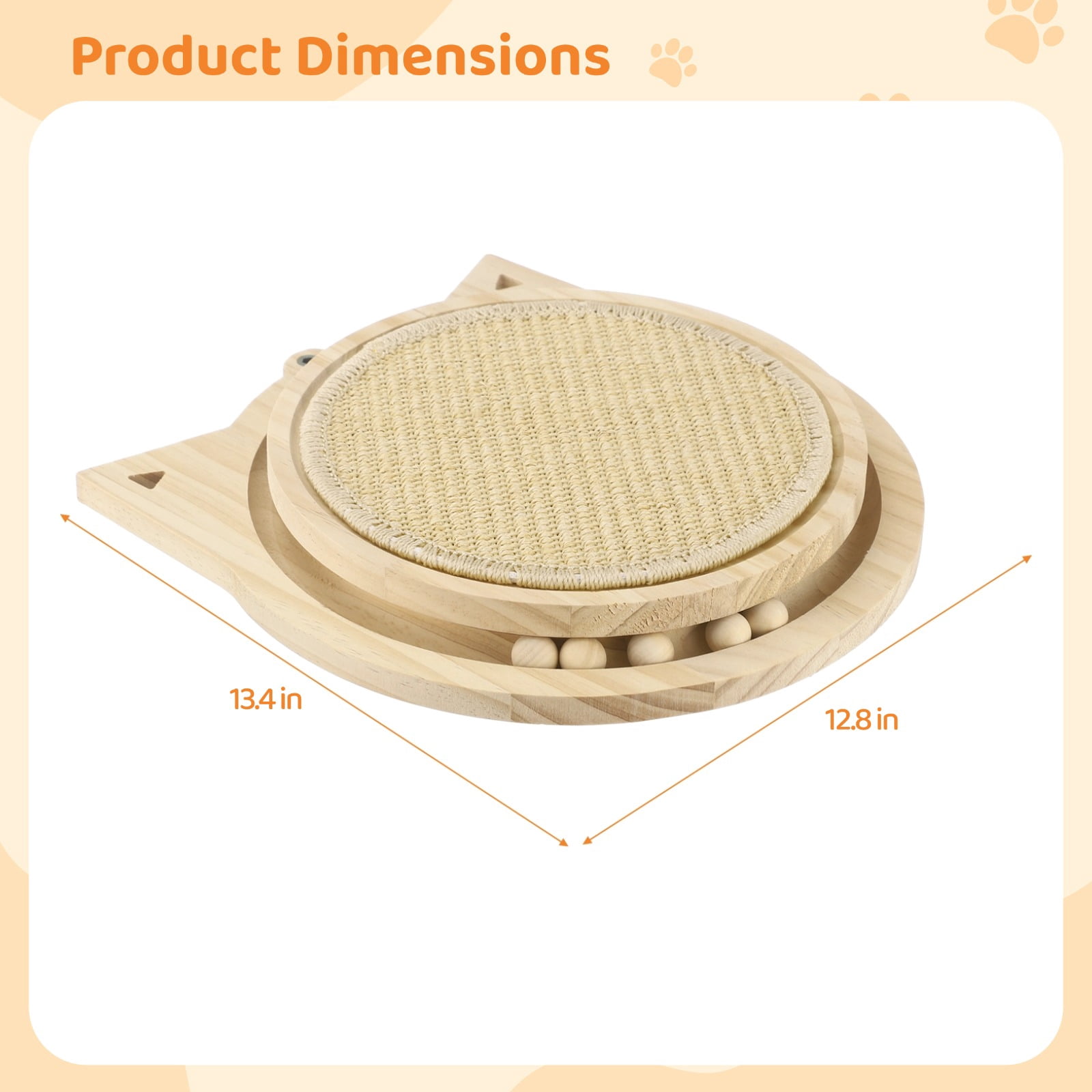 3-in-1 Cat Scratcher, Round Natural Sisal Cat Scratching Pad, Kitten Interactive Toy with Ball Track & Spring Ball, Cat Toy for Indoor Cats, Ideal for Chasing, Hunting
