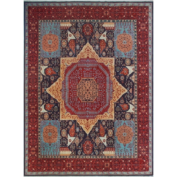 Aria Sawyere Blue/Rust Rug, 9'3" x 12'2"