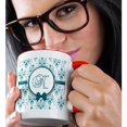 thumbnail image 2 of 3drose, Elegant Green and Silver Heart Damask Monogram Letter K, 15oz Two-tone Red Mug, 2 of 6