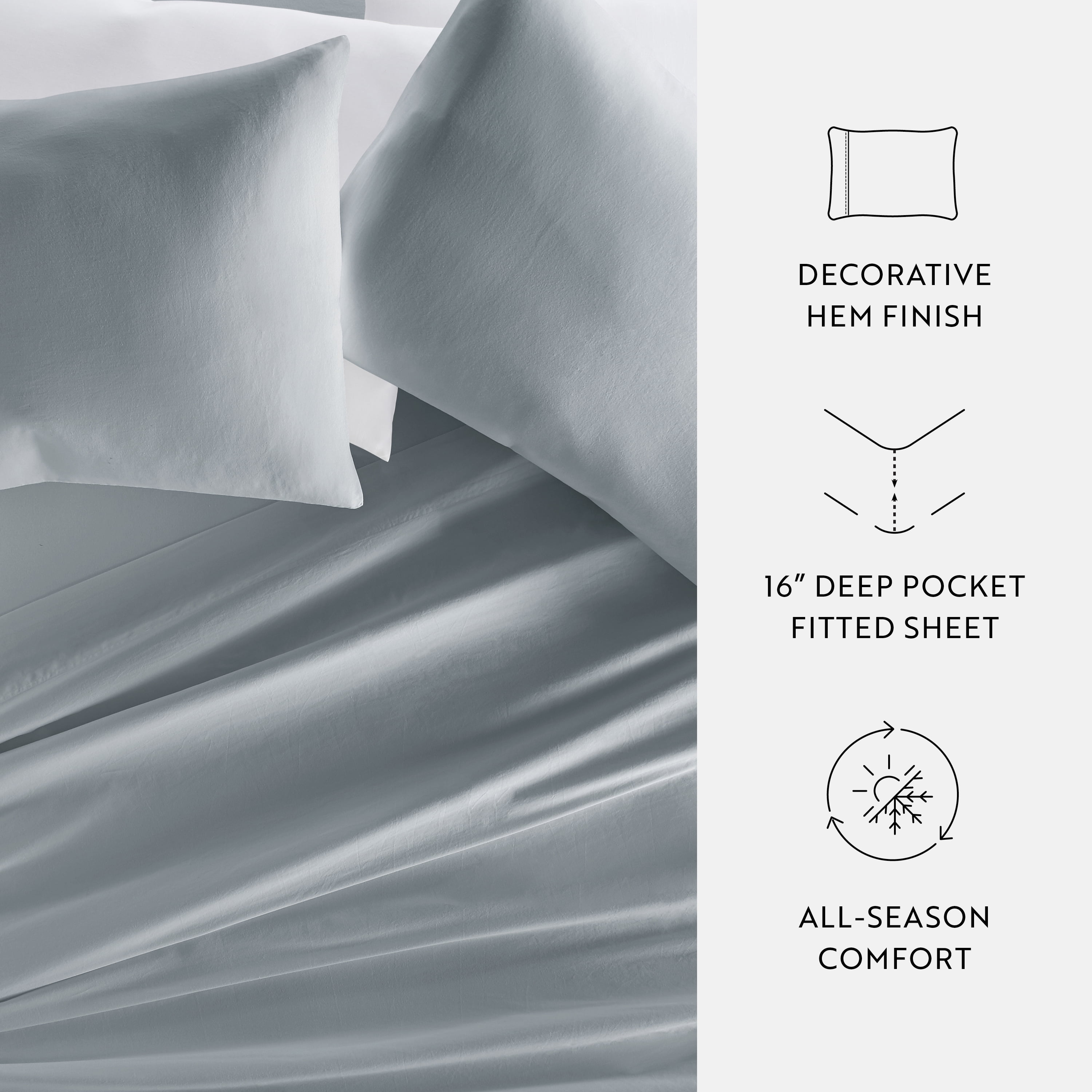 Noble Linens 300 Thread Count 4 Piece Cotton Sheet Set in Blue, Twin