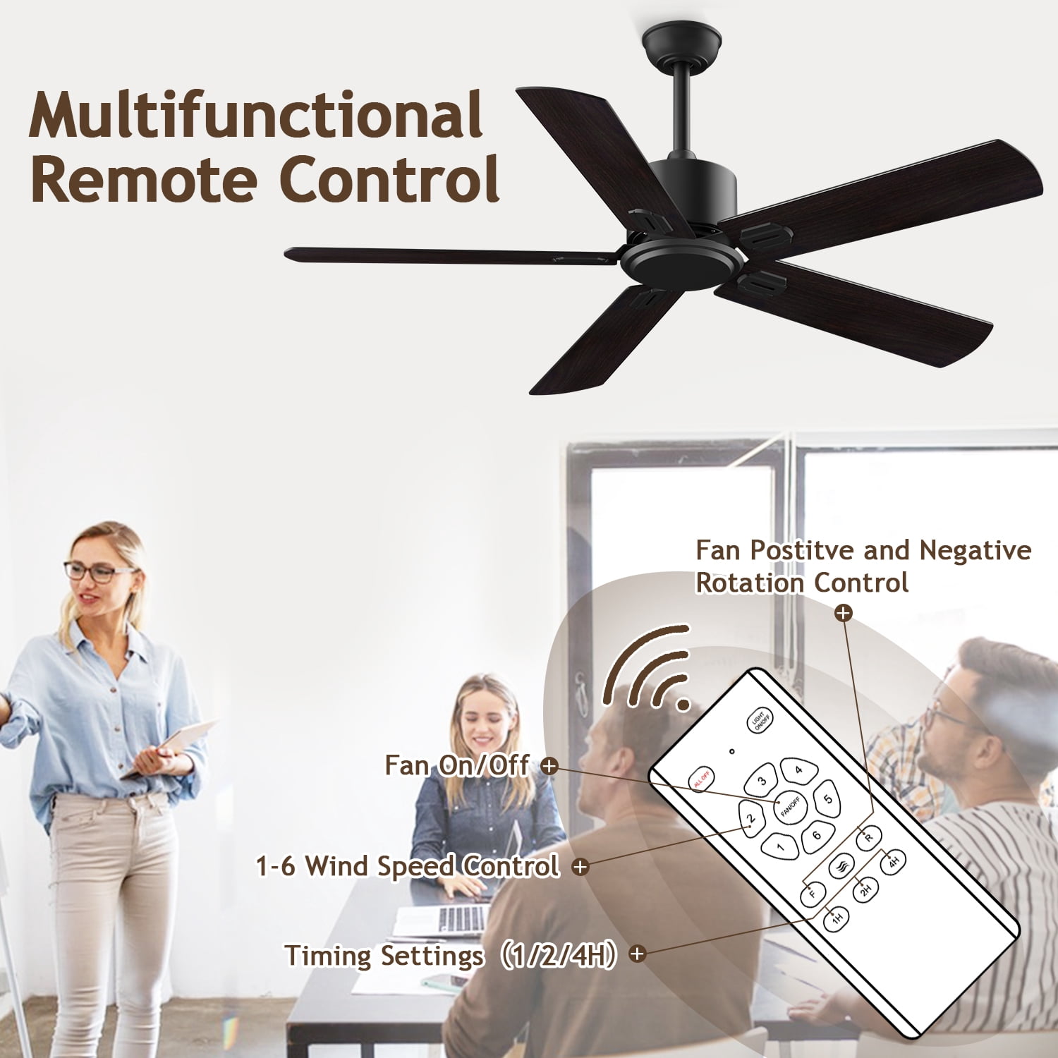 LANHAI 52 inch Modern Downrod Mount Bedroom Ceiling Fan