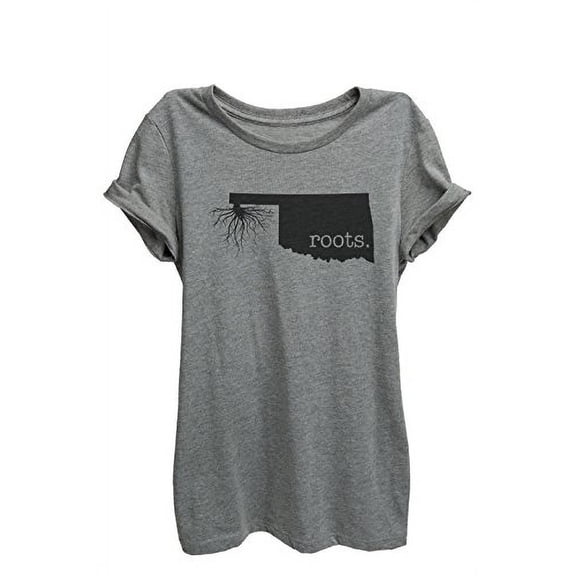 Home Roots State Oklahoma Womens Relaxed T-Shirt Tee Heather Grey - 2XL
