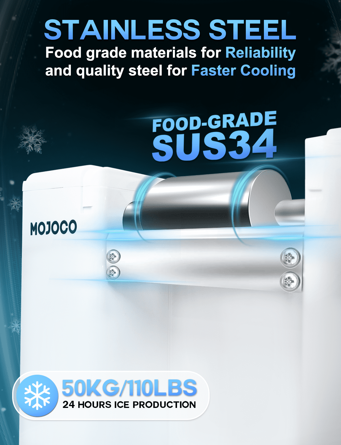 Mojoco Snowflake Ice Machine - Countertop Shaved Ice maker for Korean Bingsu, Snow Cones, and Frozen Desserts - Food-Grade, Mess-Free One-Touch Operation - Automatic Bingsu Machine for Home, Bar