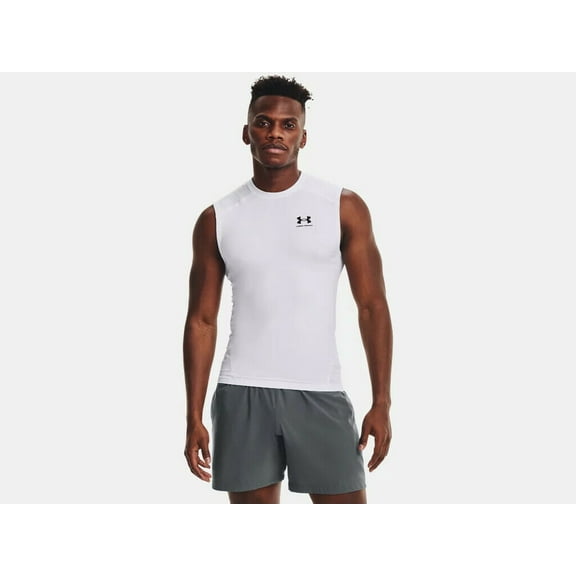 Under Armour Men's HeatGear Armour Compression Sleeveless Shirt 1361522-100 White