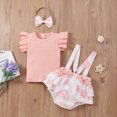 thumbnail image 3 of Vedolay Shorts Tracksuit Girls Track Shorts Short Sleeve Cute Birthday Shoulder Crop Floral Girls Short Set,Pink 6-9 Months, 3 of 5