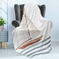 thumbnail image 4 of Nautical Soft Flannel Fleece Blanket, Let Your Dreams Sail Words with Boat in Waves Motivation Lifestyle Print, Cozy Plush for Indoor and Outdoor Use, 60" x 80", Cinnamon Pale Blue, by Ambesonne, 4 of 5